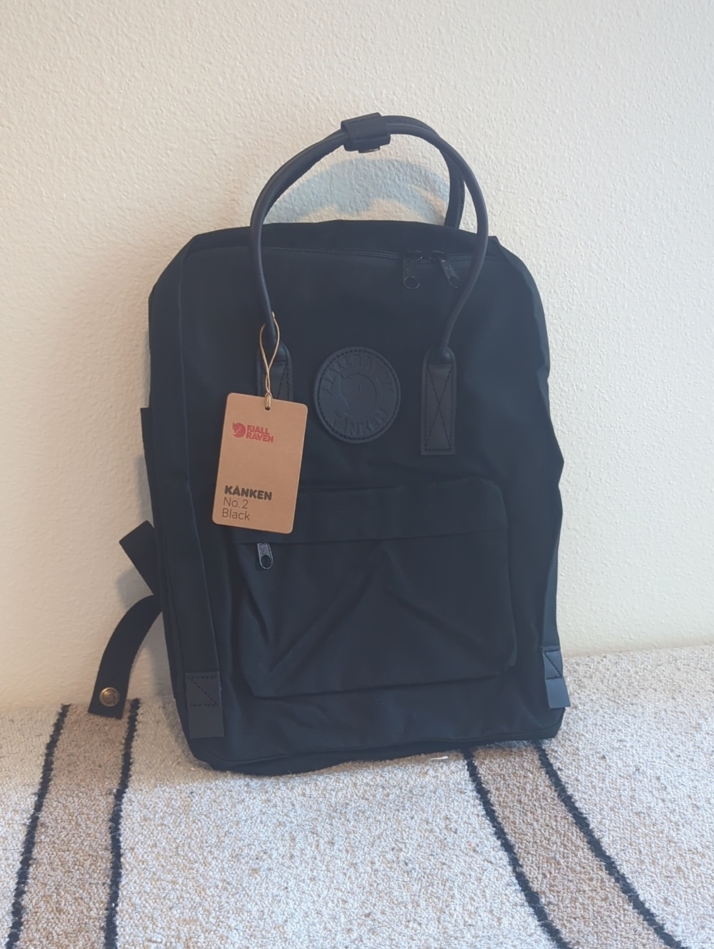 Fjallraven 🦊 Kånken No.2 Backpack 🔸 Black With Leather